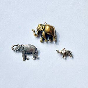 Bundle of Elephants - 2 charms & 1 brooch